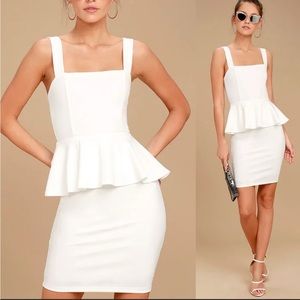 Lulu's White Square-Neck Peplum Mini Dress
